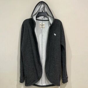 Abercrombie Kids Grey Hooded Long Fleece Jacket Size 15/16